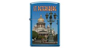Зажигалка ZIPPO Исакиевский собор, с покрытием Cerulean™, латунь/сталь, синяя, 36x12x56 мм